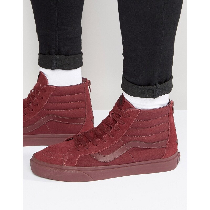 Vans - Sk8-Hi - Leder-Sneaker in Rot mit Reißverschluss, V004KYJUW - Rot