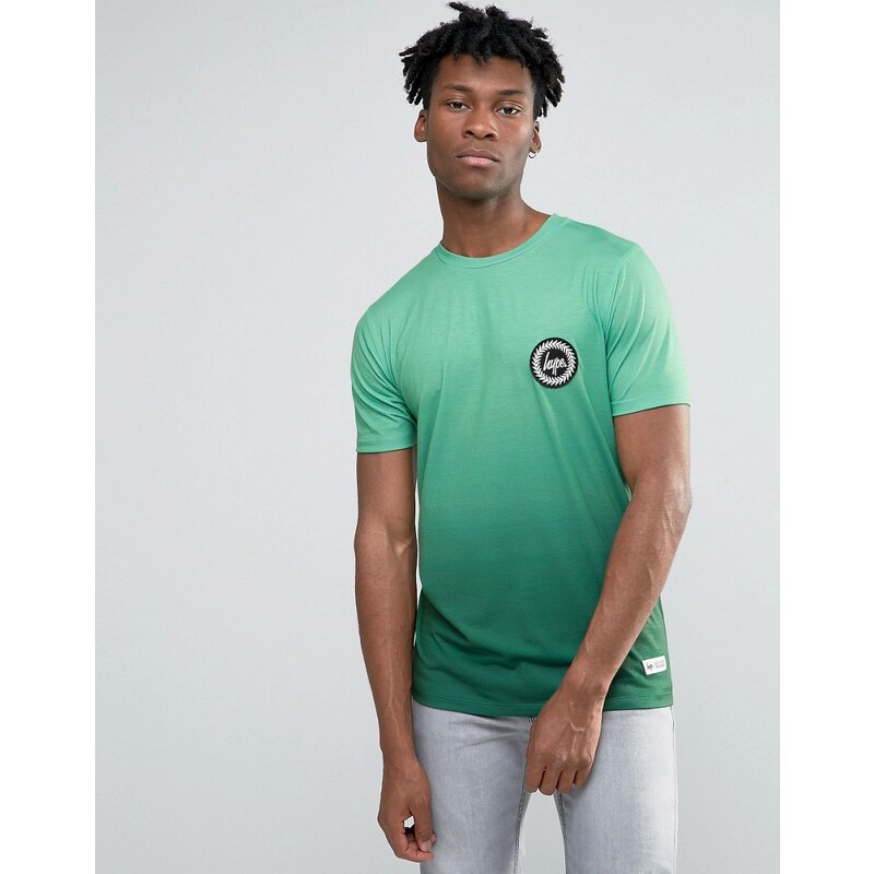 Hype - T-Shirt mit Farbverlauf und Logo auf der Brust - Grün