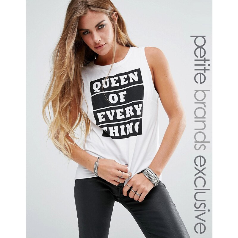 Noisy May Petite - Queen Of Everything - T-Shirt mit Motiv - Weiß