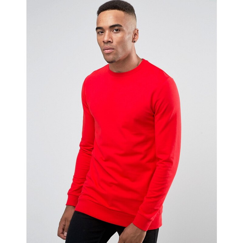 ASOS - Langes Muskelsweatshirt in Rot - Rot