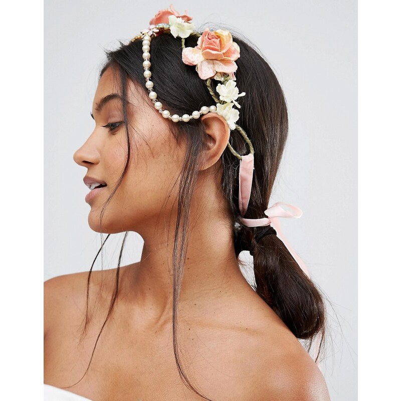 Her Curious Nature - Haarband mit Kunstperlen und -Blumen - Mehrfarbig