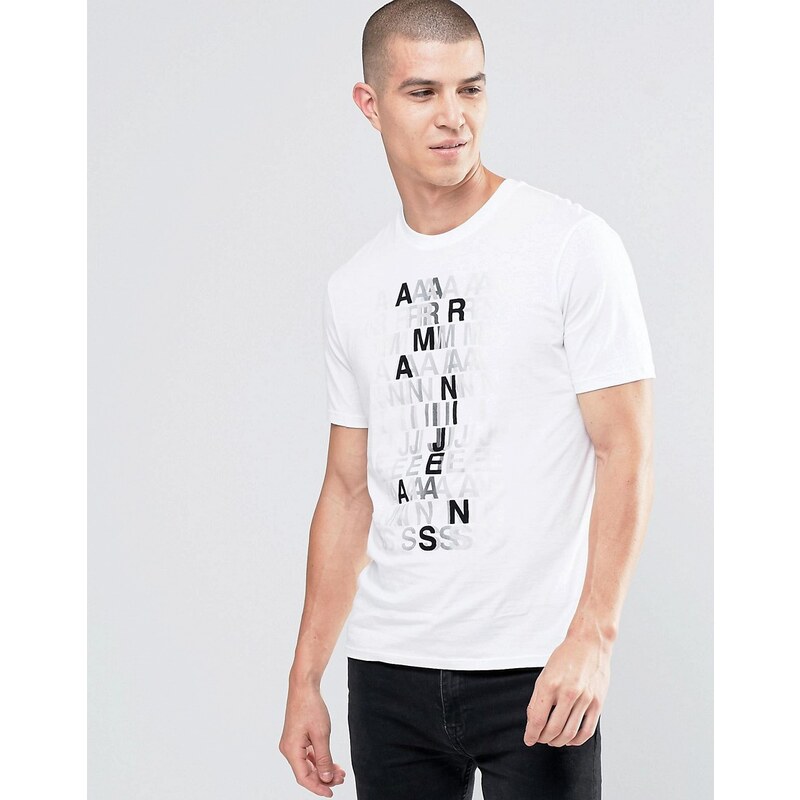 Armani Jeans - Weißes T-Shirt mit buntem Schriftlogo - Weiß