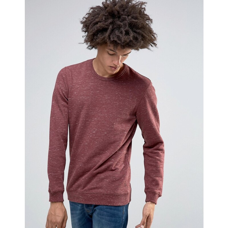 Minimum - Fedel - Meliertes Sweatshirt mit Rundhalsausschnitt - Rot