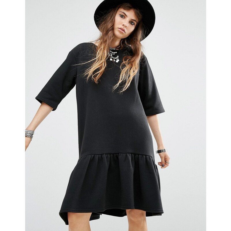 Rokoko - T-Shirt-Kleid mit Schößchen - Schwarz