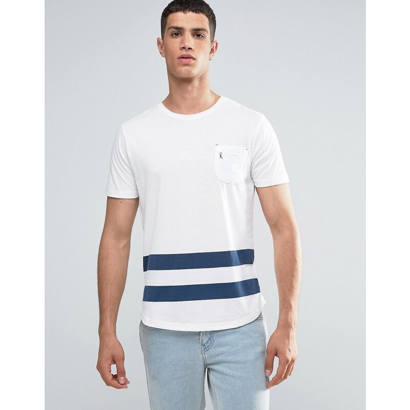 Ringspun - Baseball-T-Shirt mit Tasche und gerundetem Saum - Weiß