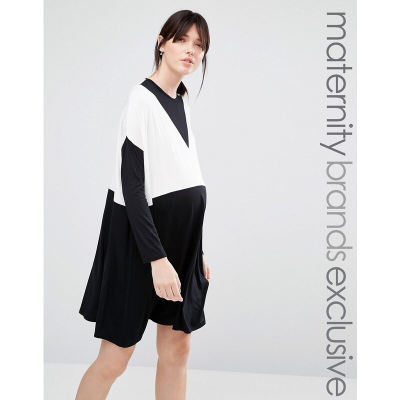 Bluebelle Maternity - Oversize-Kleid mit Farbblockdesign - Schwarz