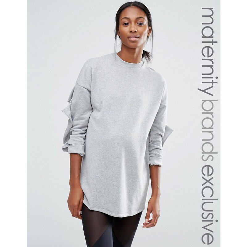 Bluebelle Maternity - Lounge-Sweatshirt mit gerafften Ärmeln - Grau