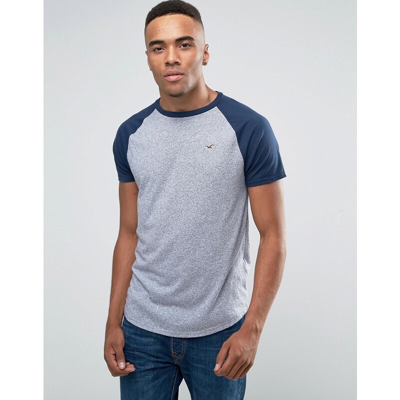 Hollister - Must Have - Schmales Ringer-T-Shirt mit Logo in Grau - Grau