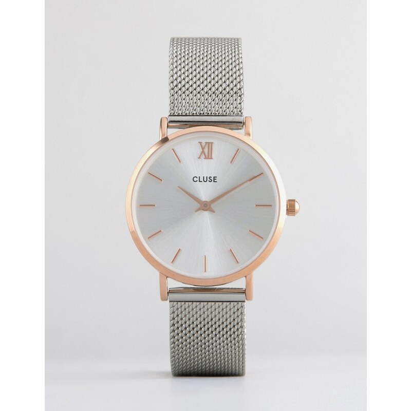 Cluse - Minuit - Mesh-Uhr in Roségold und Silber, CL30025 - Mehrfarbig