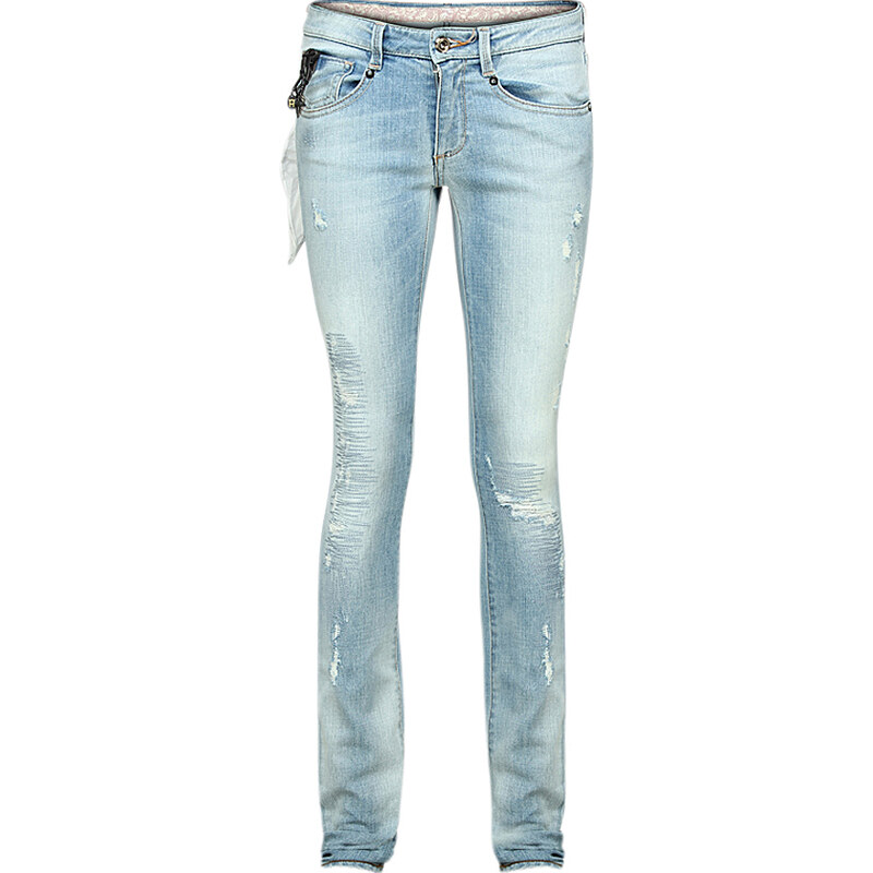 Loveday Jeans 'Sophie' Slim-Fit Jeans in Used-Optik Stonewashed Blue