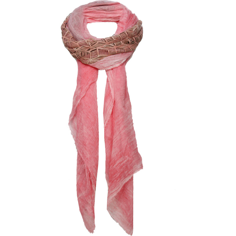 Claudio Cutuli ELIS-2 luxuriöser Schal mit Lederbesatz Rosa