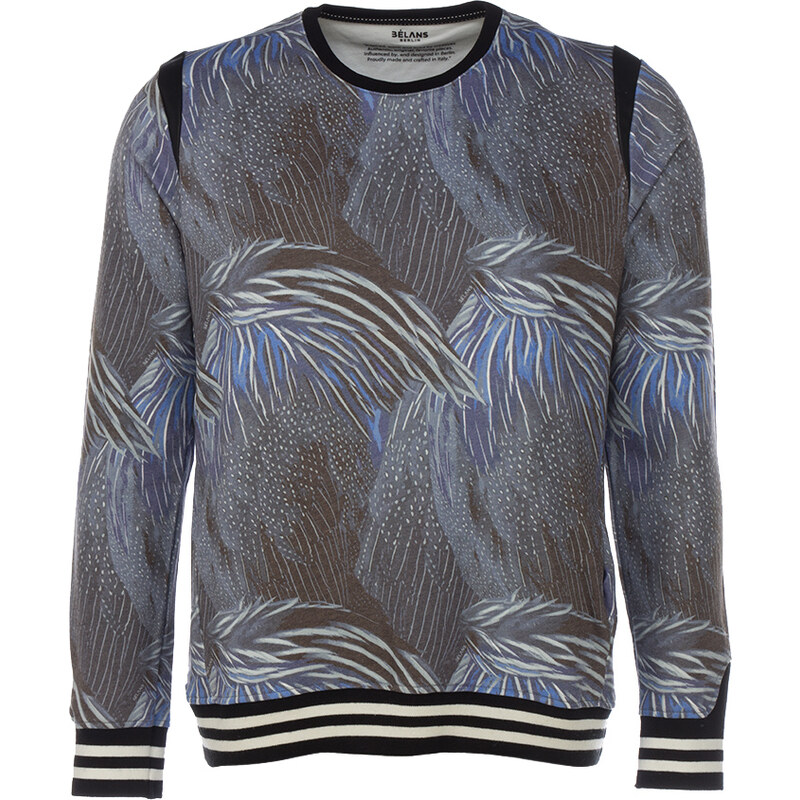 BELANS Sweater mit Musterung in Blau-Grau