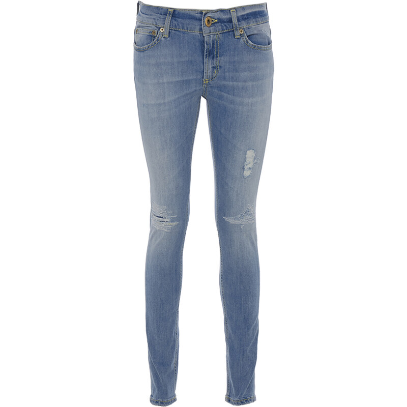 Dondup TARA Skinny Jeans Used-Look in Hellblau