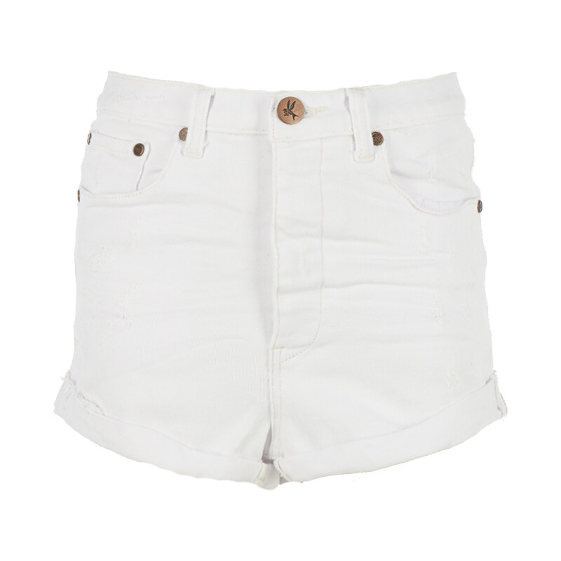 One x One Teaspoon Jeans Shorts Used-Look in Weiß