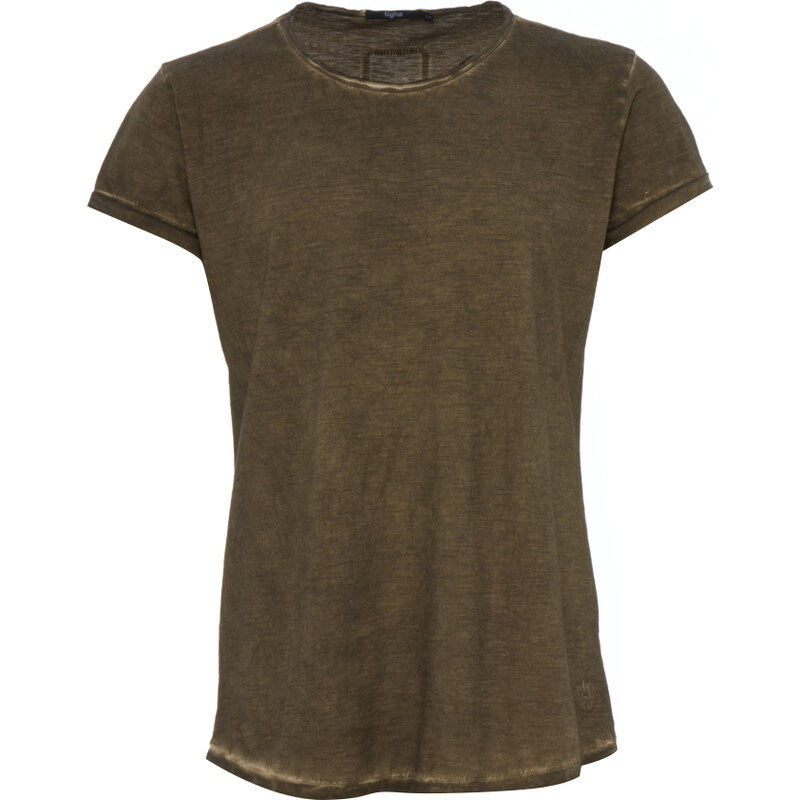 Tigha MILO SLUB T-Shirt mit verlängertem Saum in Vintage-Grün