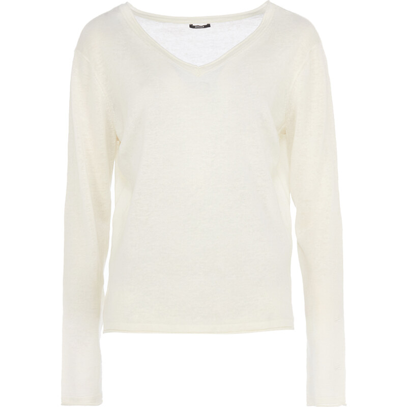 Denham Feinstrick-Sweater mit V-Ausschnitt in Creme