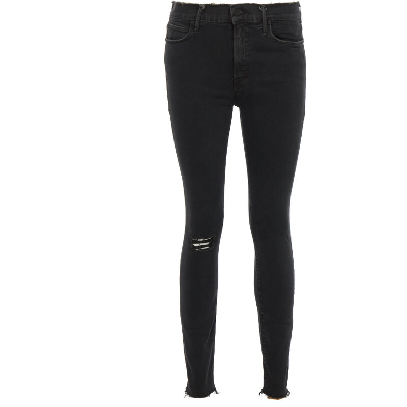 Mother THE DOUBLE FRAY CHARMER Jeans Used-Look in Schwarz