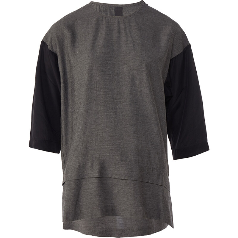 Roque REMY Seiden-Shirt im Layer-Look in Grau meliert