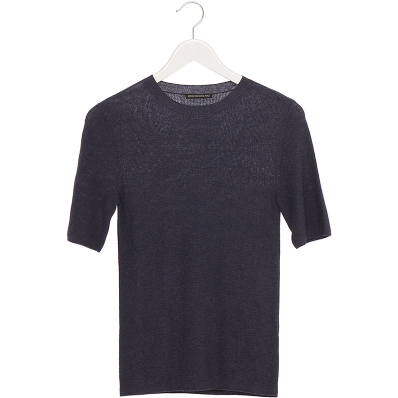 Drykorn TINIA Feinstrick T-Shirt in Blau-Grau