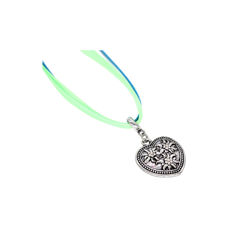 Lesara 2-gliedrige Halskette mit Herz-Amulett & Strass-Steinen - Grün