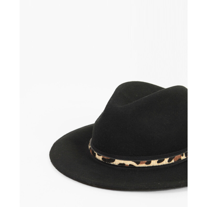 Fedora-Hut mit Leopardenmuster Schwarz, Größe M -Pimkie- Mode für Damen