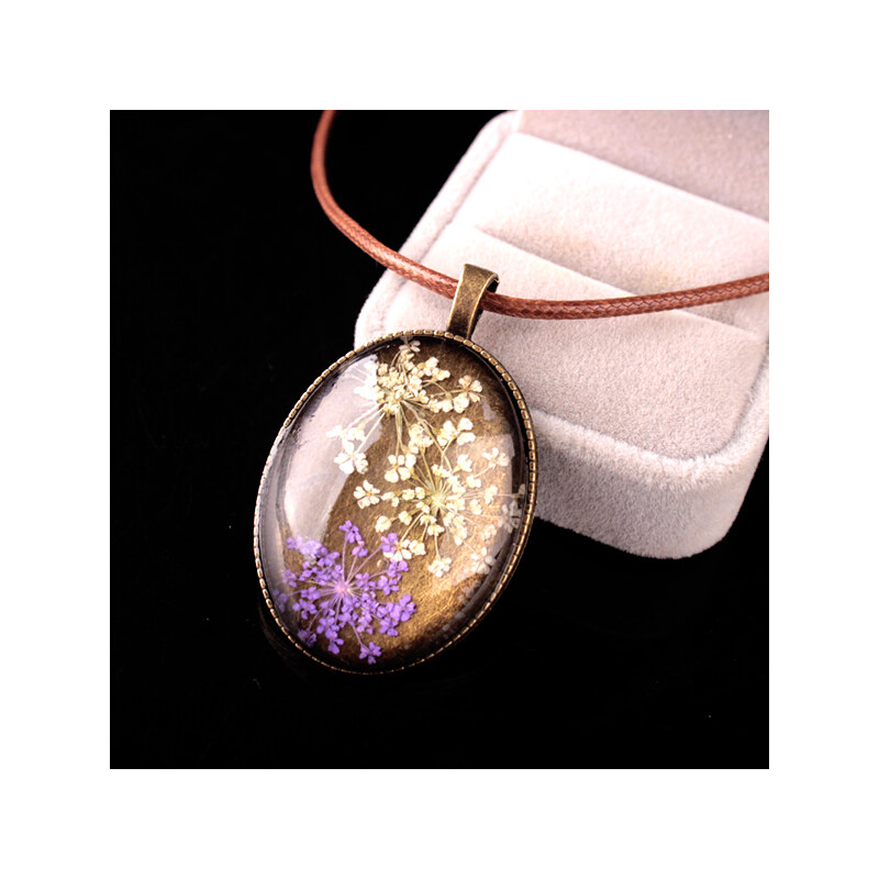 Lesara Halskette mit mehrfarbigen Gräserblüten - Violett