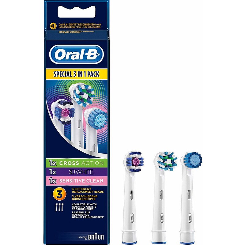 Oral-B Aufsteckbürsten Multi Pack 3 in 1, Für Elektrische Zahnbürsten, 3er Pack