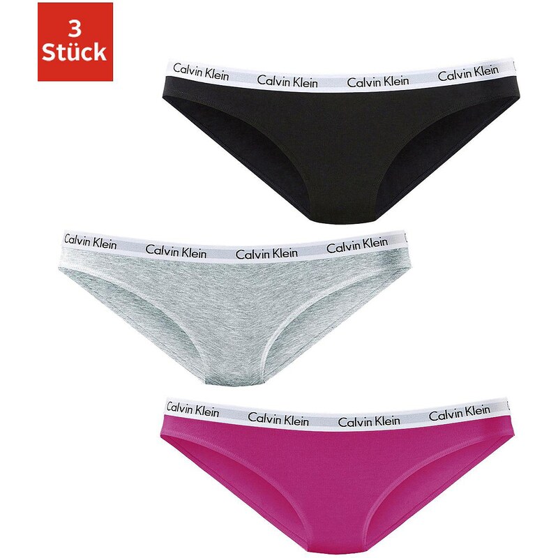 Große Größen: Calvin Klein Bikini-Slips (3 Stück) »Carousel«, pink+schwarz+grau meliert, Gr.L-M