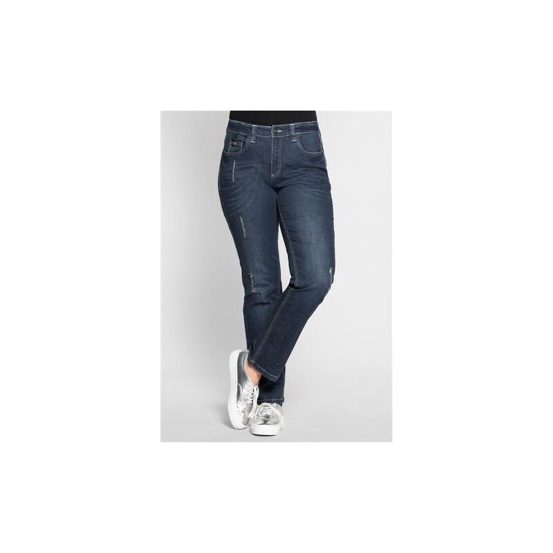 Damen Denim Gerade Stretch-Jeans „Lana“ im Destroyed-Look SHEEGO DENIM blau 40,42,44,46,48,50,52,54,56,58