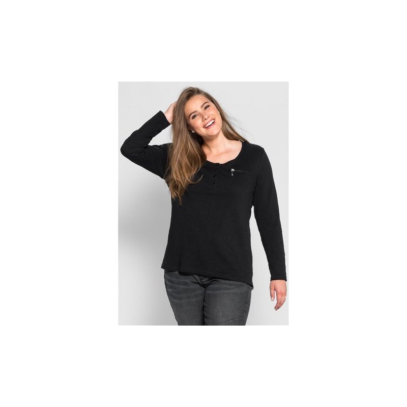 Damen Casual Langarmshirt mit Rundhalsausschnitt SHEEGO CASUAL schwarz 40/42,44/46,48/50,52/54,56/58