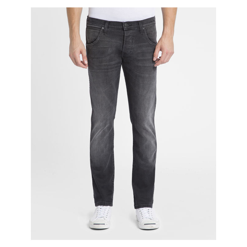 WRANGLER Washed-schwarze Slim-Jeans Straight Spencer