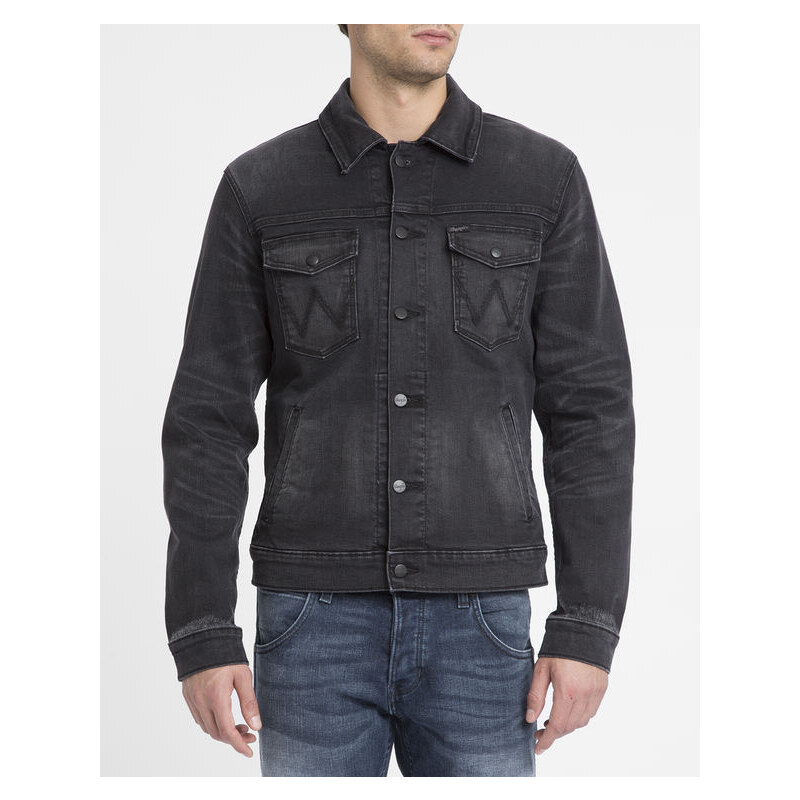 WRANGLER Schwarze ausgewaschene Jeansjacke Western Jacket