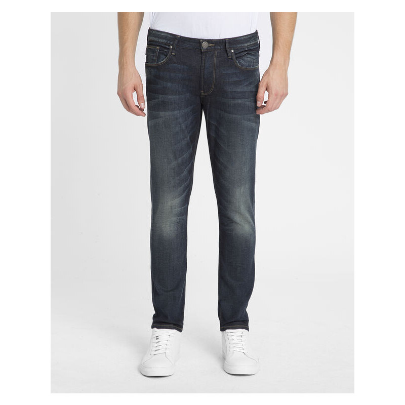 ARMANI JEANS Washed-dunkelblaue Slim-Jeans J06 aus Stretch-Stoff
