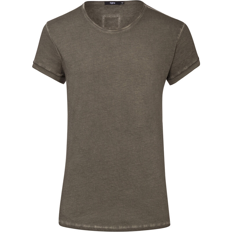 Tigha MILO SLUB T-Shirt mit verlängertem Saum in Olivegrün