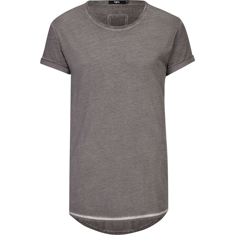 Tigha MILO SLUB T-Shirt mit verlängertem Saum in Vintage Grau