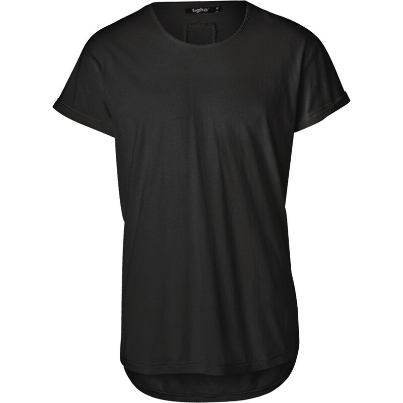 Tigha MILO SLUB T-Shirt mit verlängertem Saum in Schwarz