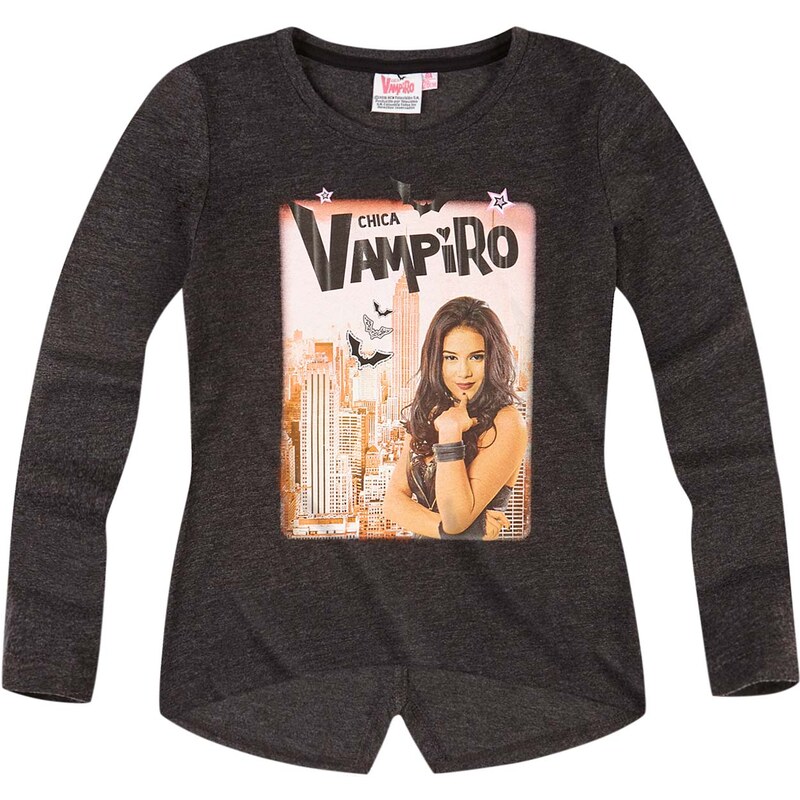Chica Vampiro Langarmshirt grau in Größe 116 für Mädchen aus 65 % Baumwolle 35 % Polyester