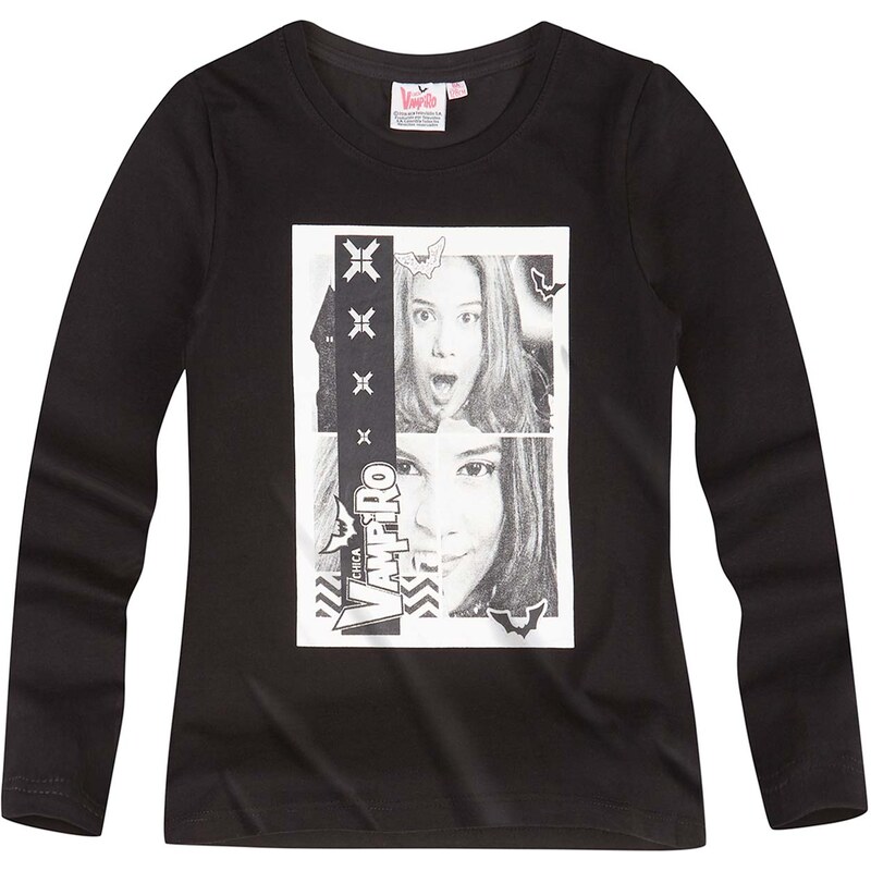 Chica Vampiro Langarmshirt schwarz in Größe 116 für Mädchen aus 100% Baumwolle