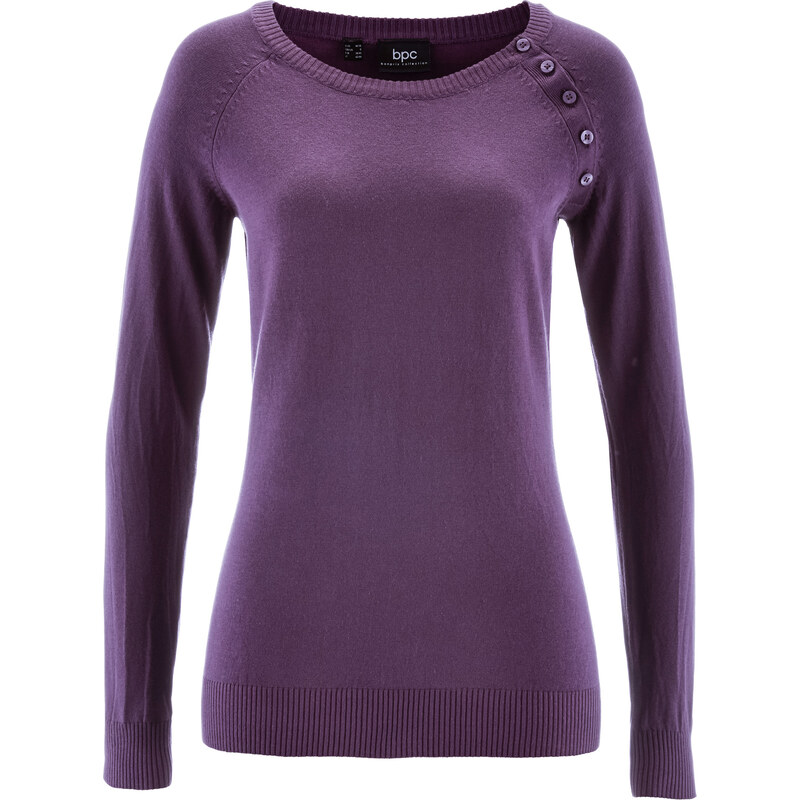 bpc bonprix collection Basic Feinstrick-Pullover langarm in lila für Damen von bonprix