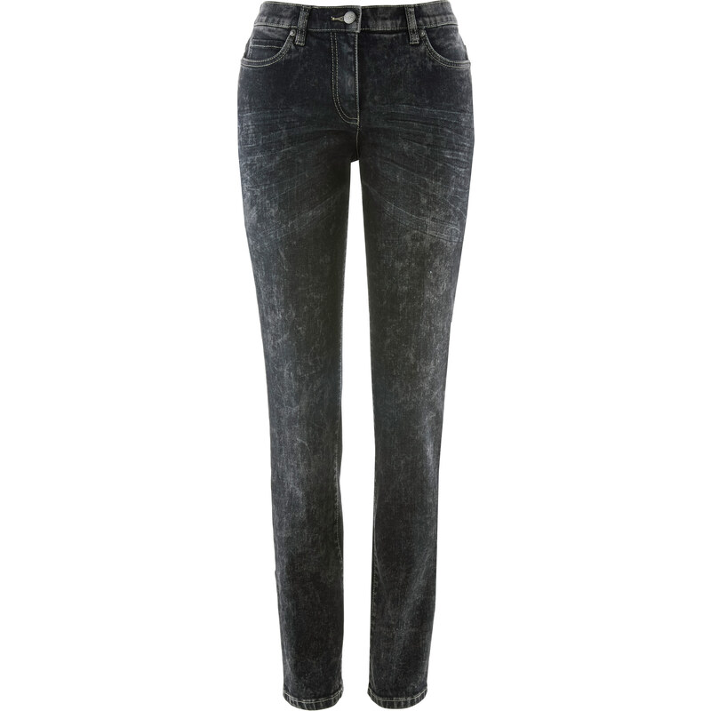 bpc bonprix collection Figurformende Stretch-Jeans im Used-Look in schwarz für Damen von bonprix