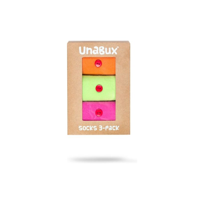 Unabux 3er Sockenbox grün / pink / orange 36-40