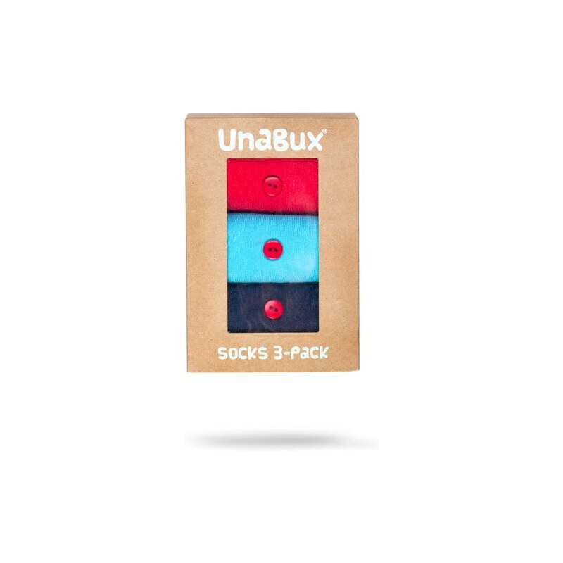 Unabux 3er Sockenbox rot / navi / hellblau 36-40