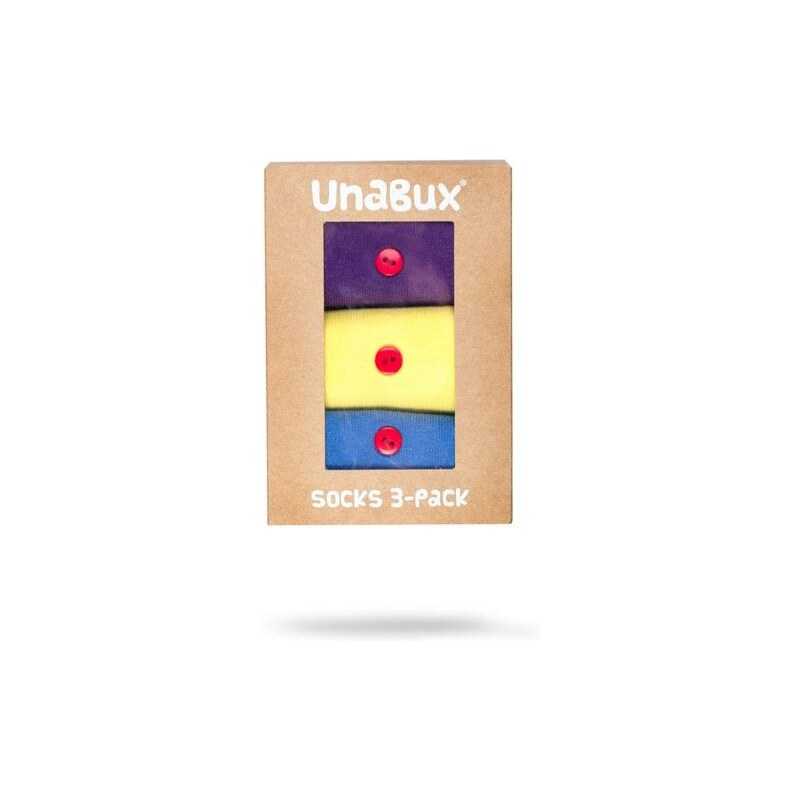 Unabux 3er Sockenbox blau / gelb / lila 36-40