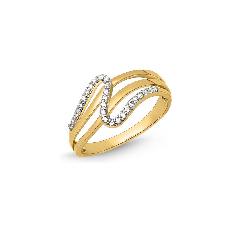 Unique Jewelry Schicker Ring Gold 333er Wellenform Zirkonia