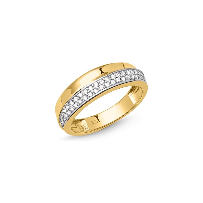 Unique Jewelry Ring 333er Gold mehrfach Zirkonia bicolor