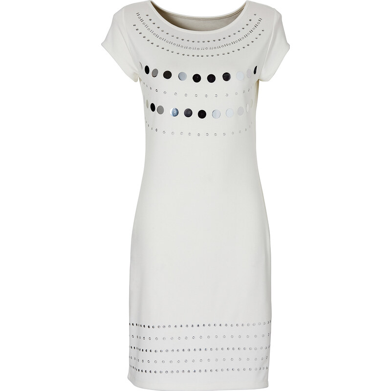 BODYFLIRT Shirtkleid/Sommerkleid kurzer Arm in weiß (Rundhals) von bonprix