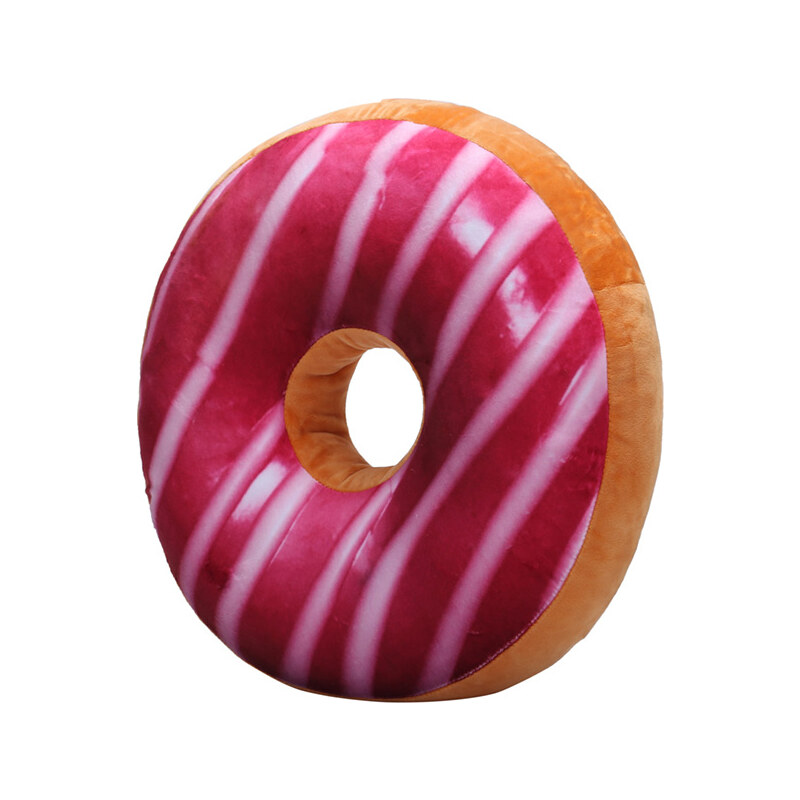 Lesara Dekokissen Donut - Pink gestreift
