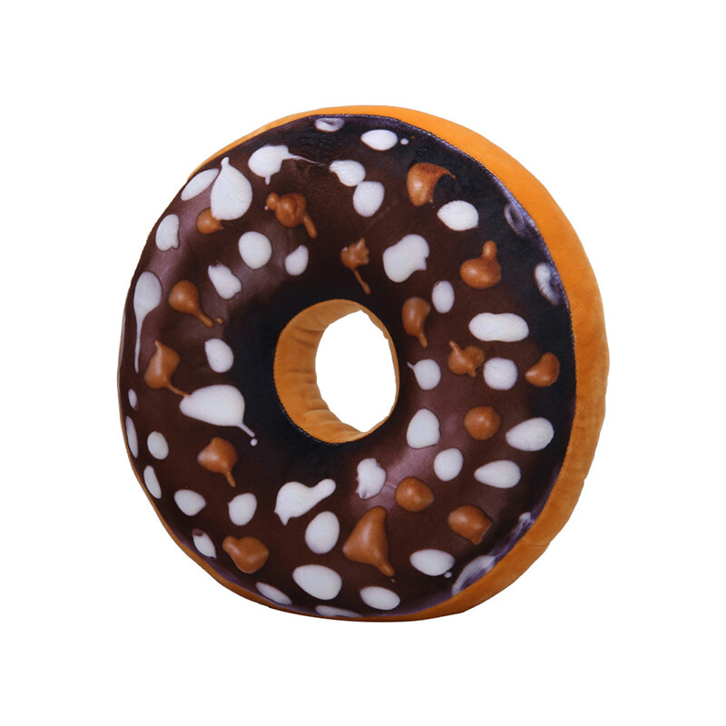 Lesara Dekokissen Donut - Dunkelbraun mit weißen Punkten