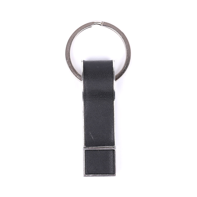 Lesara USB-Stick in Leder-Optik mit Schlüsselring - Schwarz - 64 GB