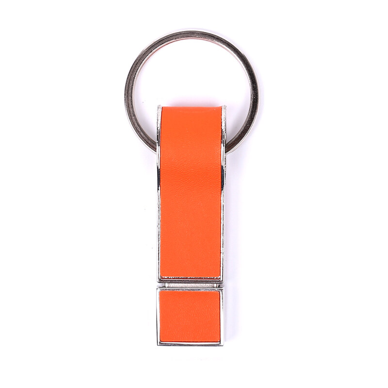 Lesara USB-Stick in Leder-Optik mit Schlüsselring - Orange - 16 GB